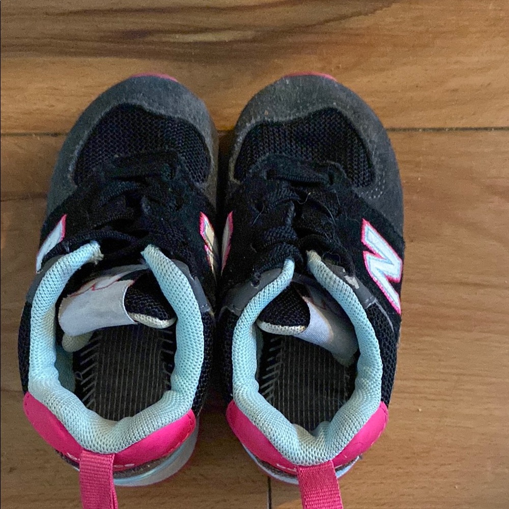 New Balance Kids' Black and Pink Sneakers